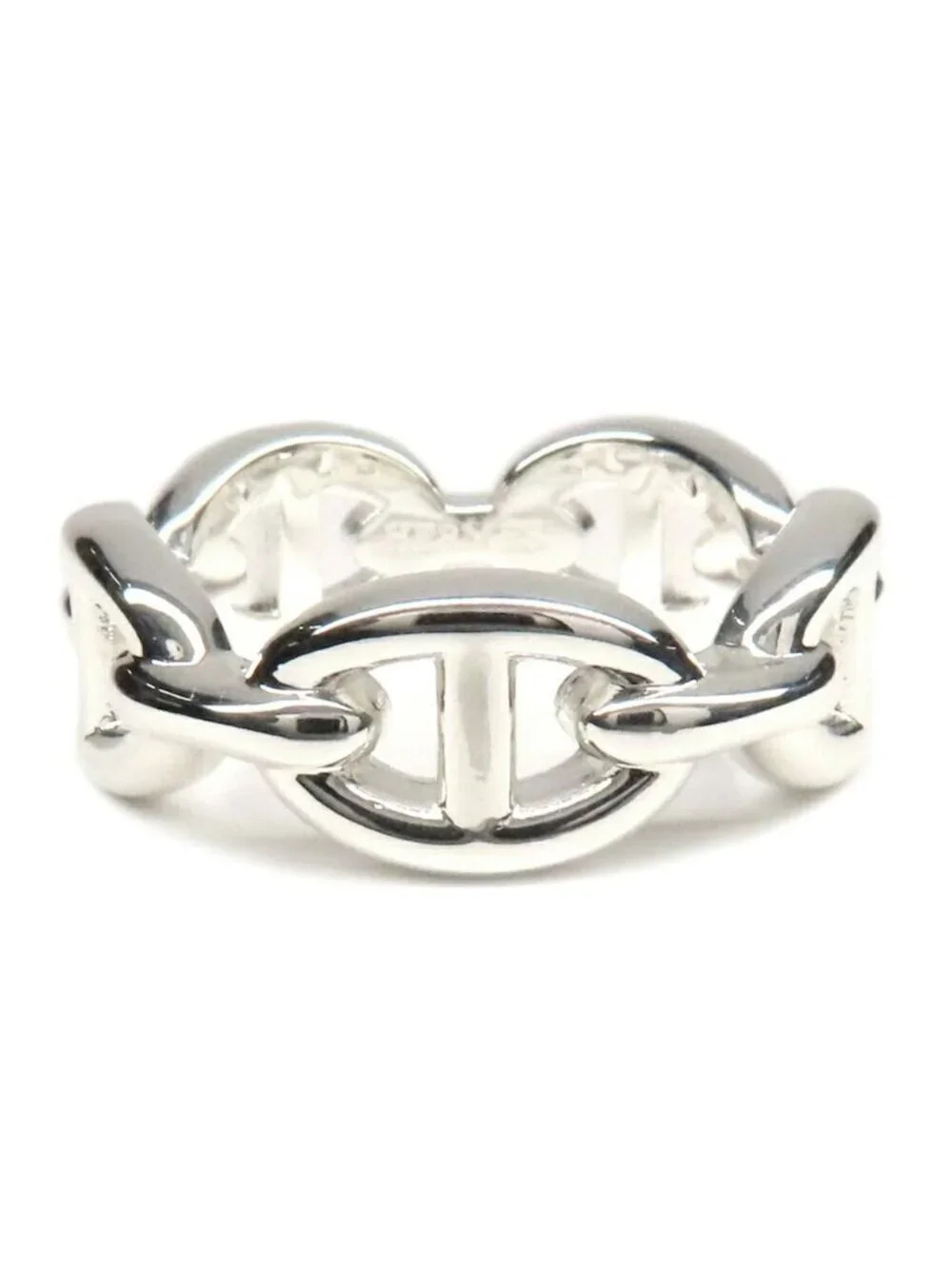 Hermes Ring Chaine D'ancre Enchainee PM 53 Silver